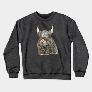 Newfoundland Dog in Viking Helmet with Horns Crewneck Sweatshirt